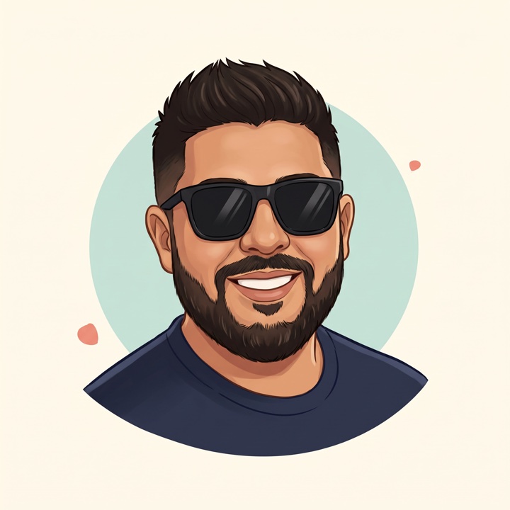Retrato ilustrado de Alan Rodrigues Coelho